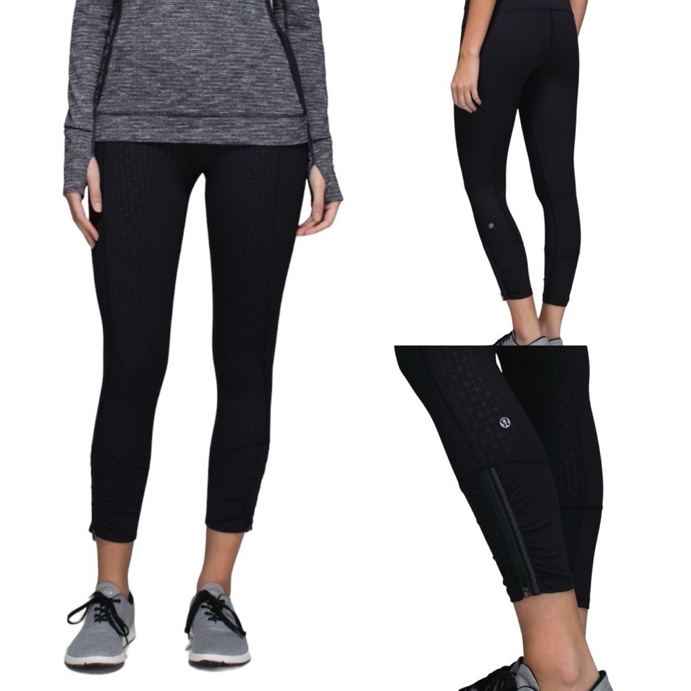 Lululemon Athletica Women's Black Runday Crop Legging Athletic Activewear Sport